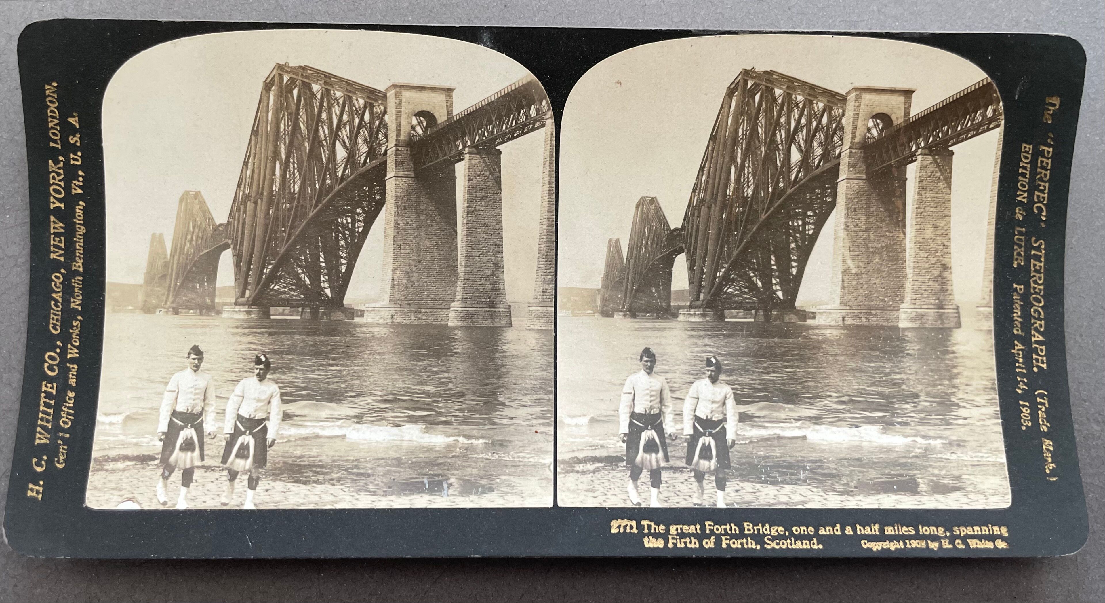 Old photography stereo, stereograph, luxury albumine 1903 Great Bridge Scotland