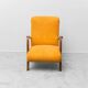 Scandinavian vintage armchair in orange fabric and wood, 1960s modernism