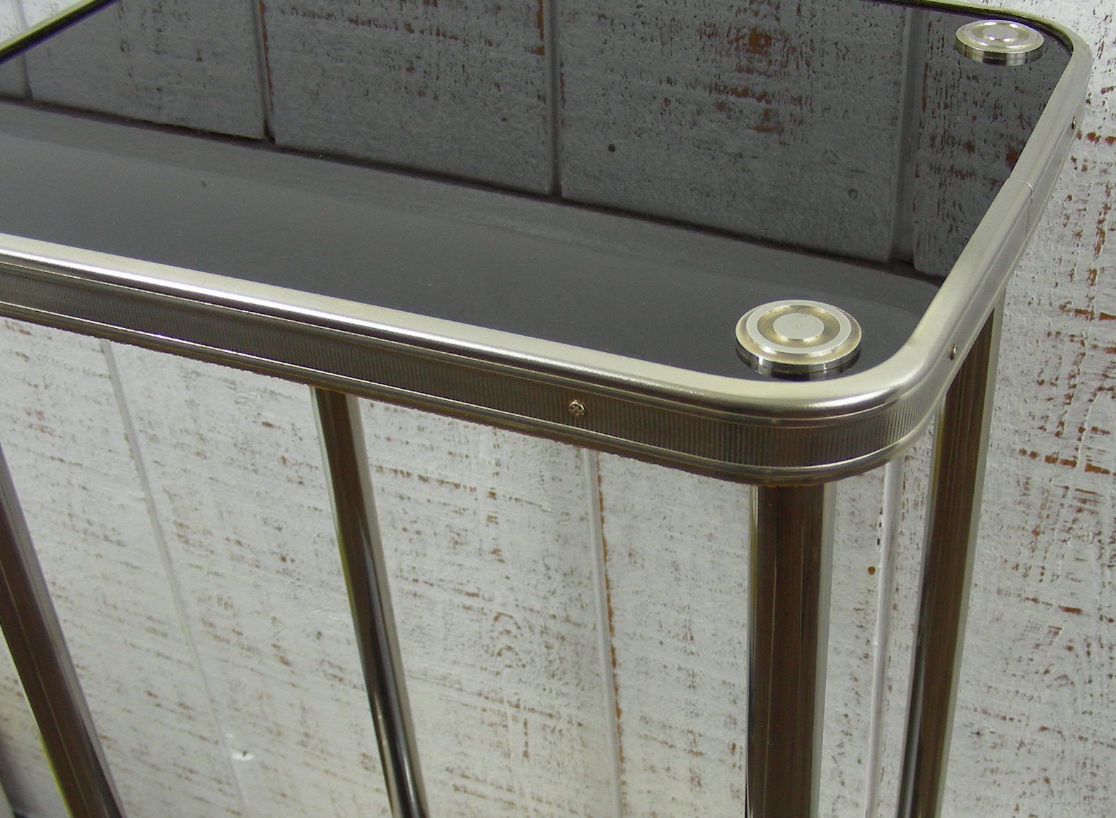 Harness or piece of sofa vintage 1970 chrome and mahogany