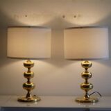 Paire de lampes scandinave en laiton 1970