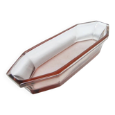 Organisateur de bureau Art Déco, cristal rose, Tchécoslovaquie, années 1930.