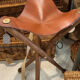 Folding leather tripod stool