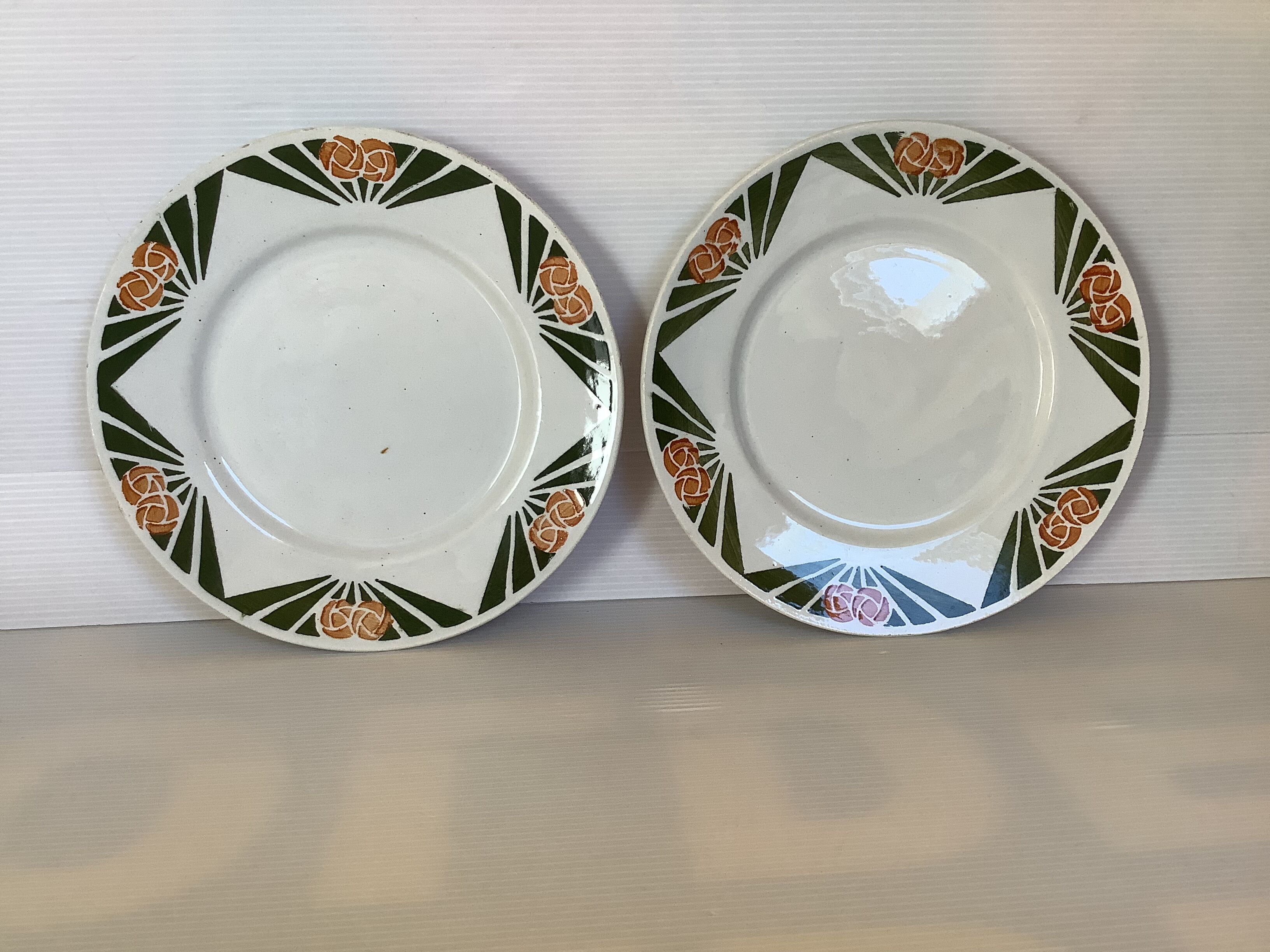 4 old earthenware plates decorated Alsace