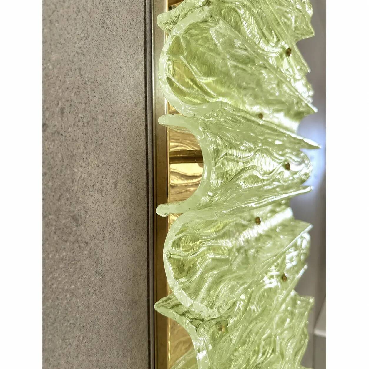 Green Italian Luxury Brass Wall Sconce Murano Glass or Flush Mount