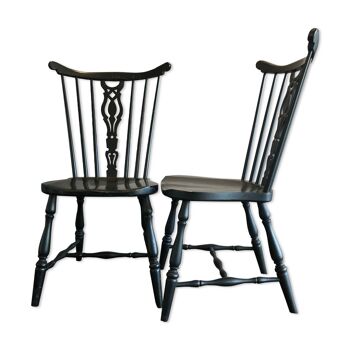 Pair of black-lase wooden chairs by Gemla Di-Sweden 1950