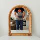 Vintage bohemian arch mirror in bamboo and rattan