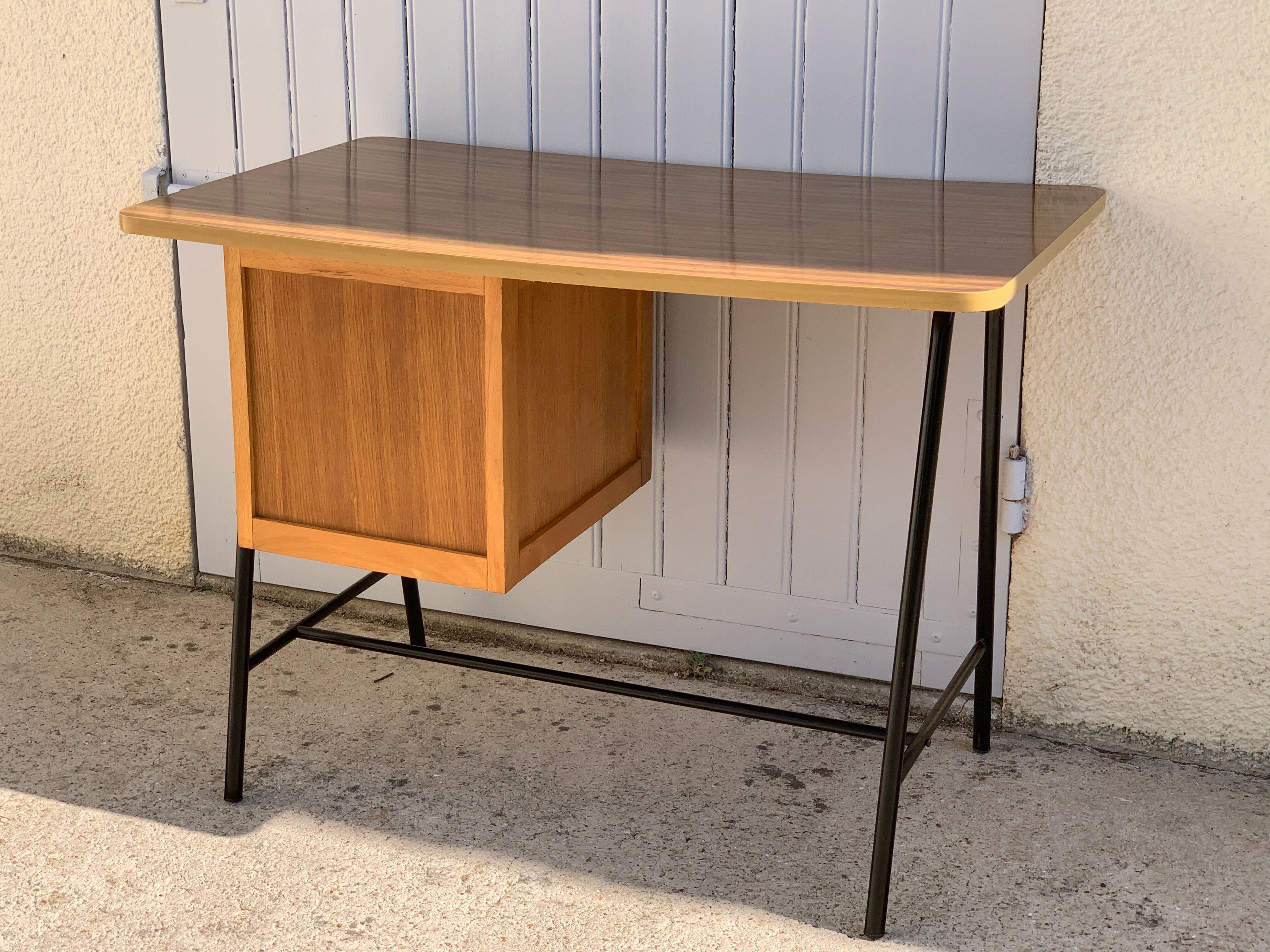 Vintage wood and formica desk 1950