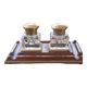 Art Deco inkwell in baccarat crystal, brass and rosewood