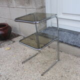 Side table chrome and smoked glass