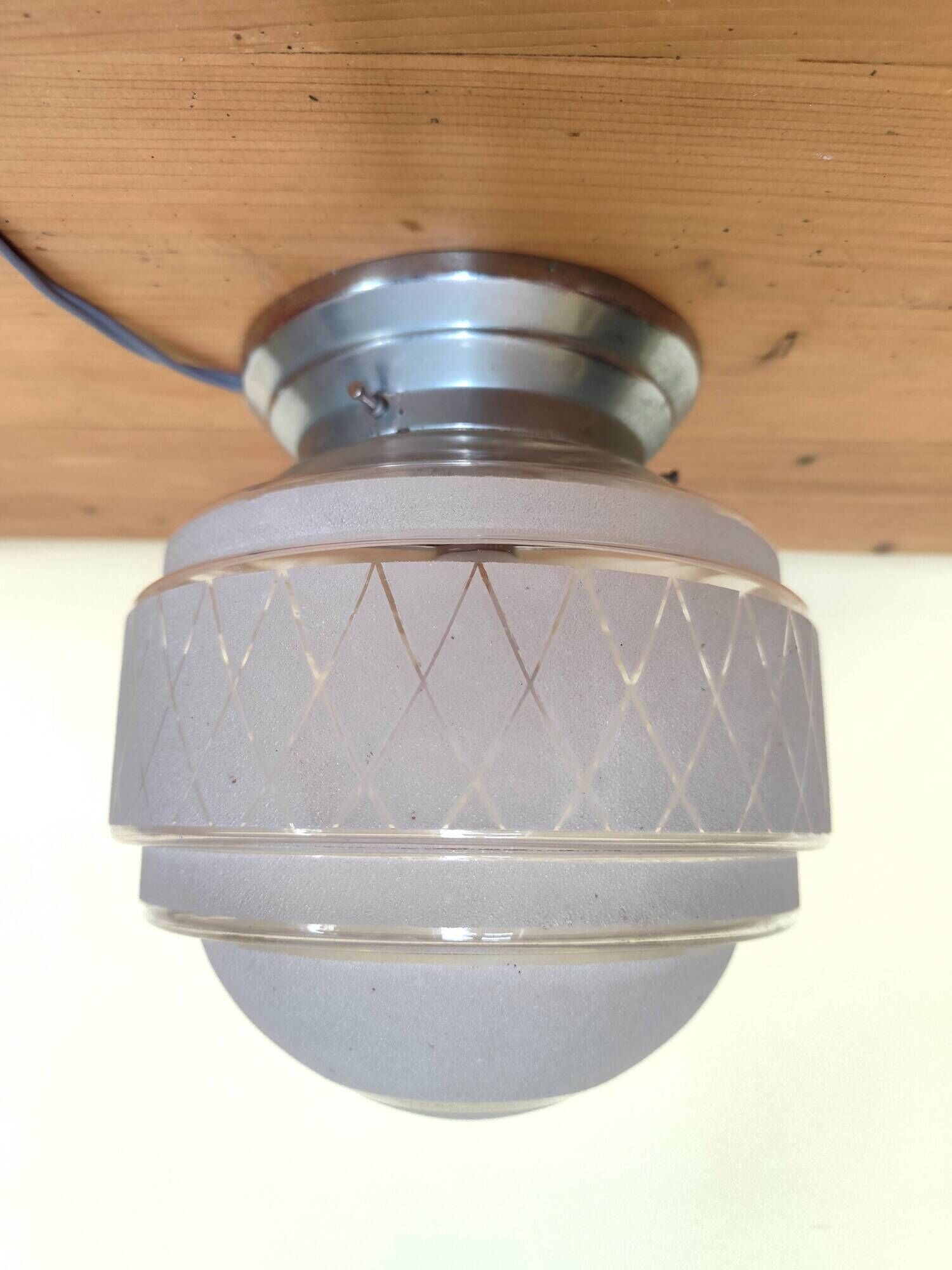 plafonnier des années 40,  globe verre granité opaque -  lampe de table