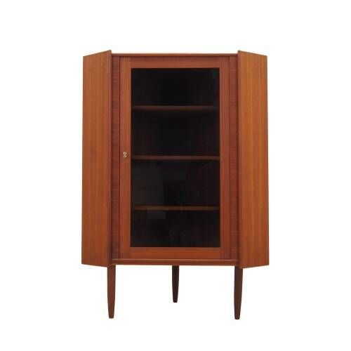Danish teak corner display cabinet on tapered legs, 1960s