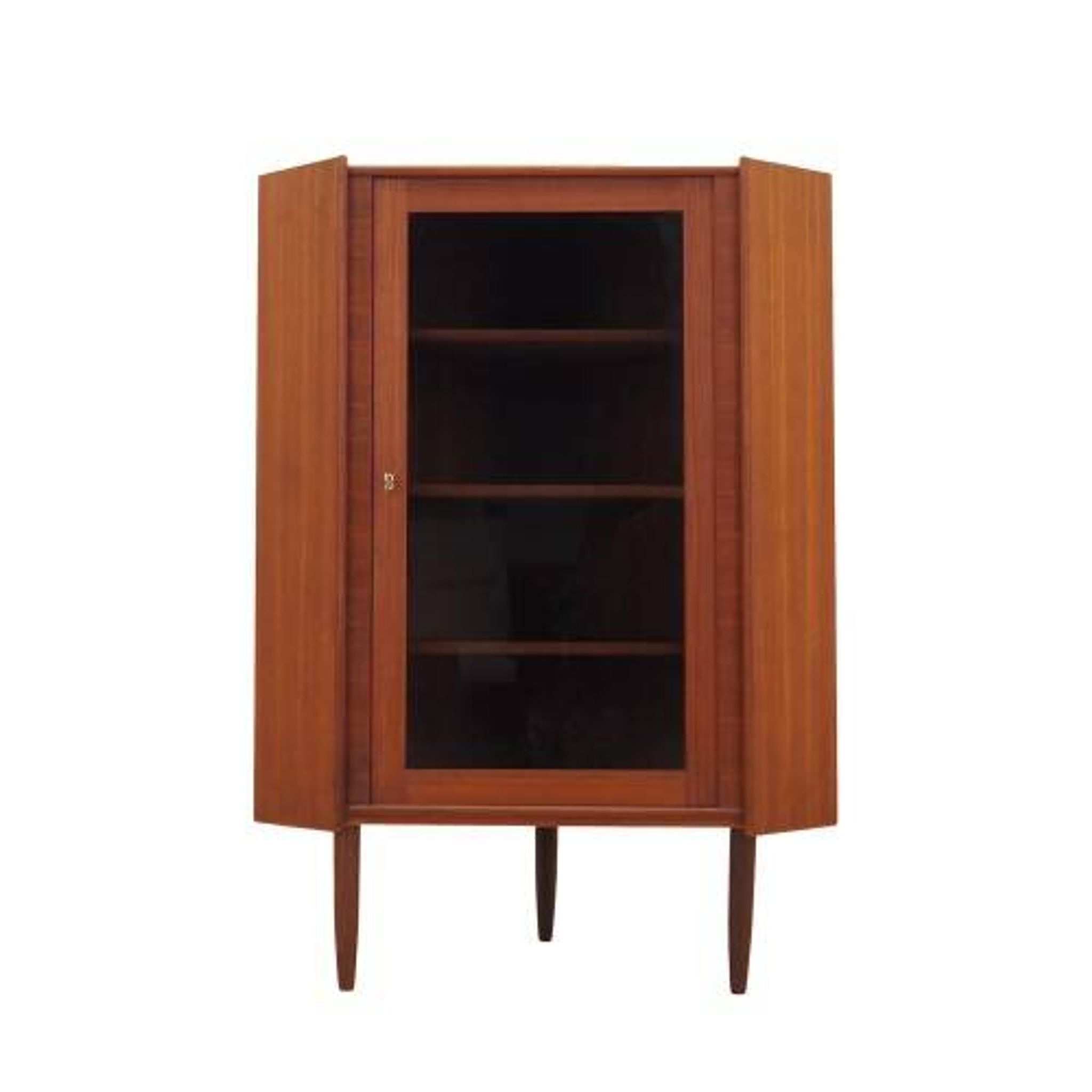 Vitrine d'angle en teck danois sur pieds coniques, années 1960