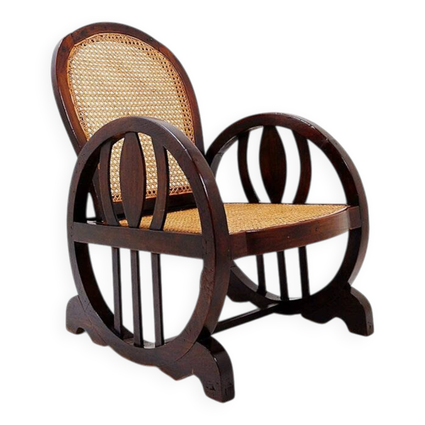 Fauteuils Art Déco en bois, assise et dossier en cannage, vers 1930