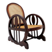 Fauteuils Art Déco en bois, assise et dossier en cannage, vers 1930
