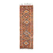 1970s Vintage Turkish Hand-Knotted Wool Cotton Orange Runner Rug 104x338