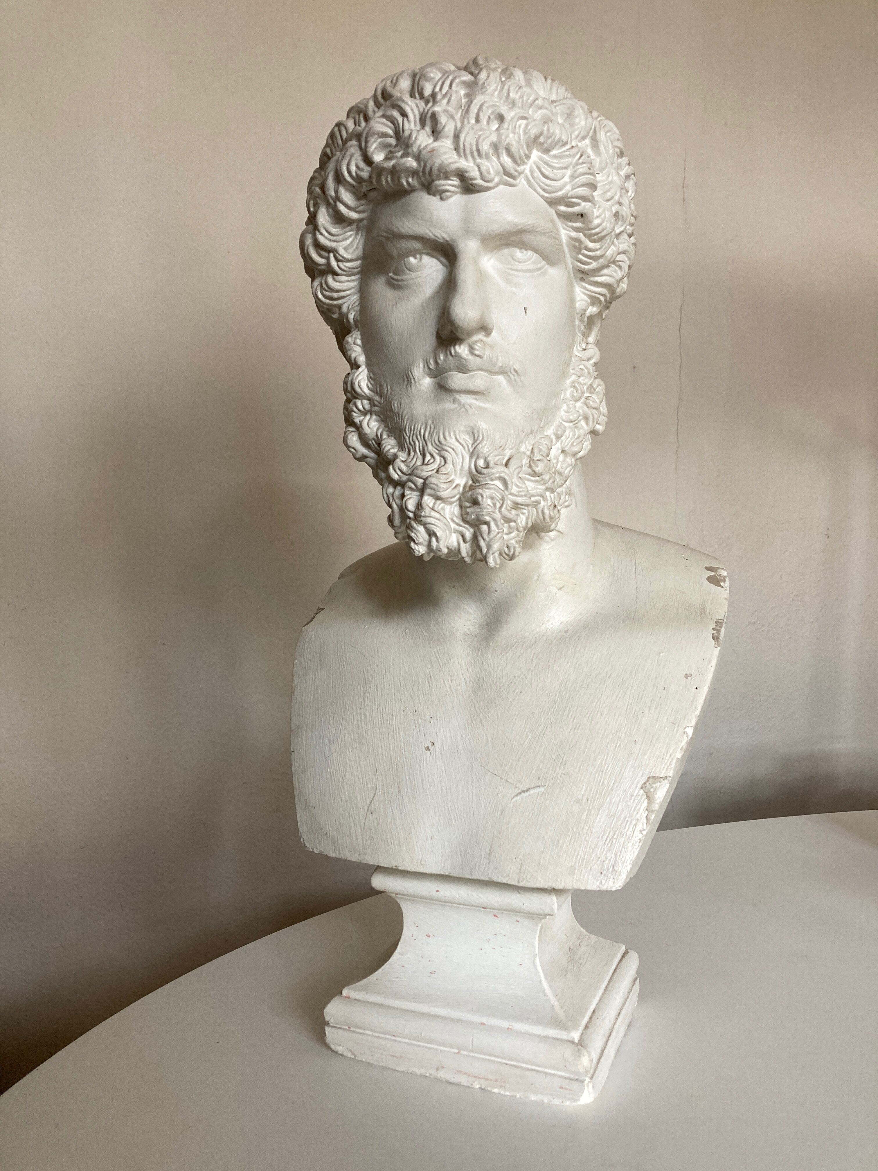 Greco-Roman bust in full plaster of Emperor Lucius Verus Borghese collection