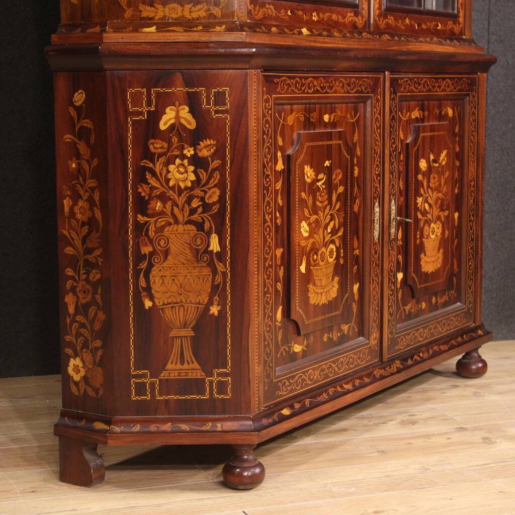 Dutch marquetry display cabinet from the 20th century