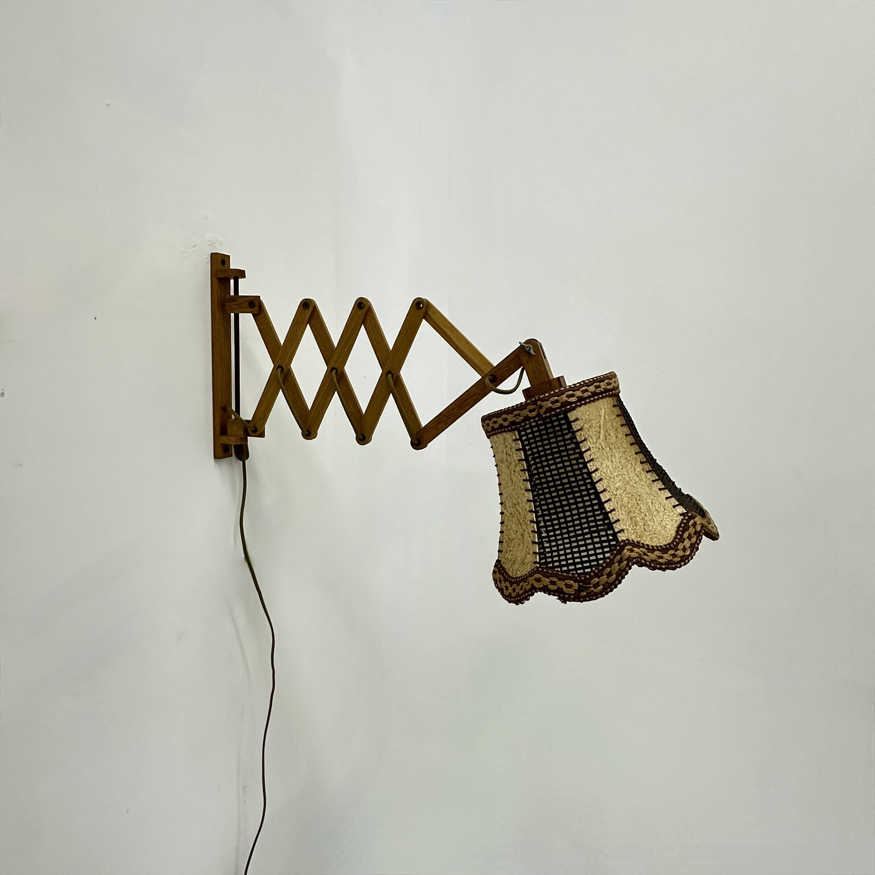 Vintage teak scissors wall lamp , 1960s