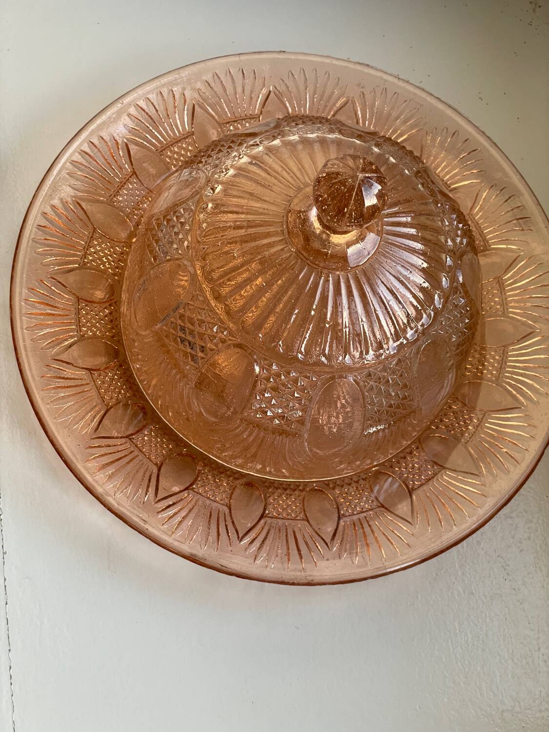 Pink bell, vintage glass, Jeannette