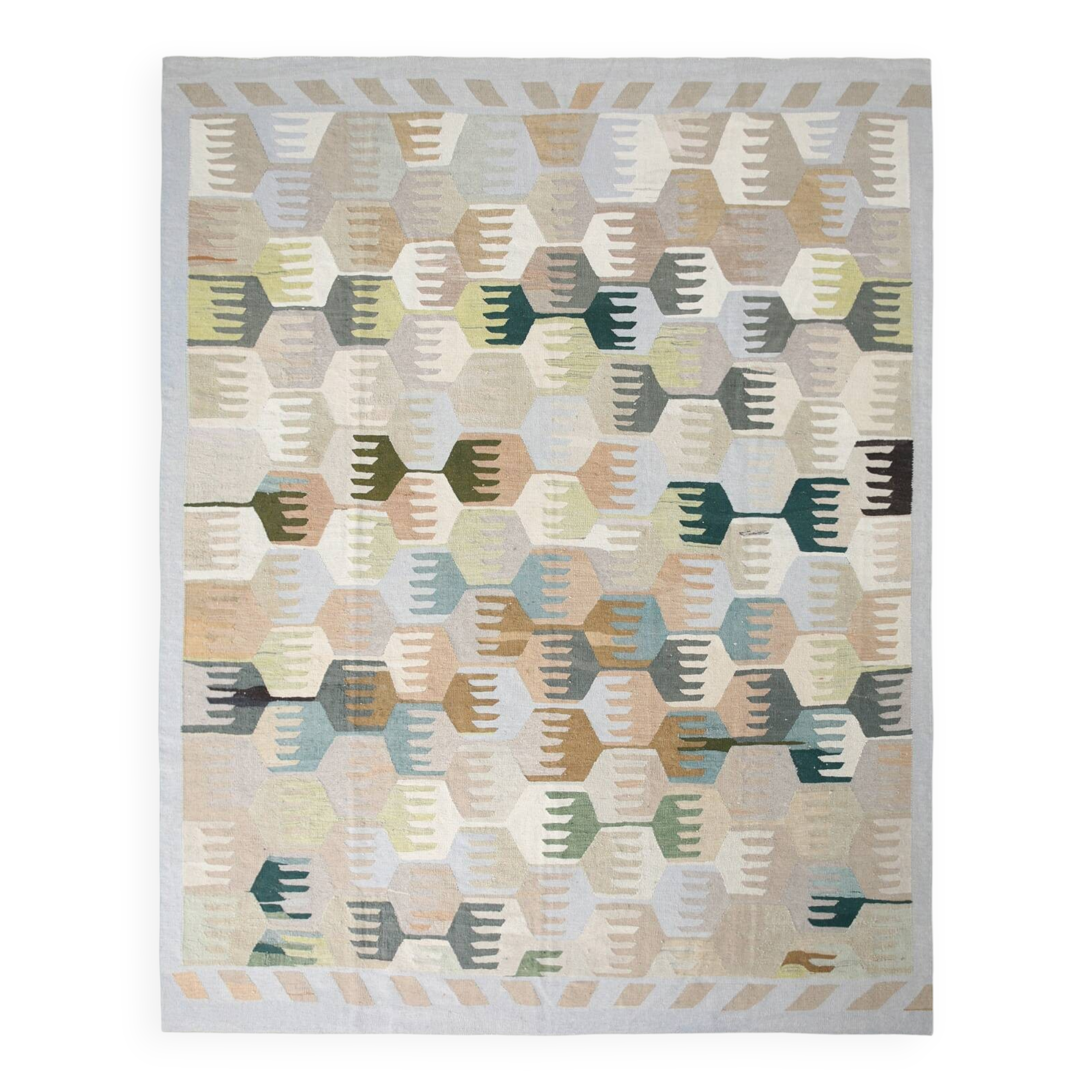 Geometric Multicolor Vintage Kilim Rug, 270x352Cm