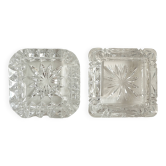 Pair of crystal ashtrays