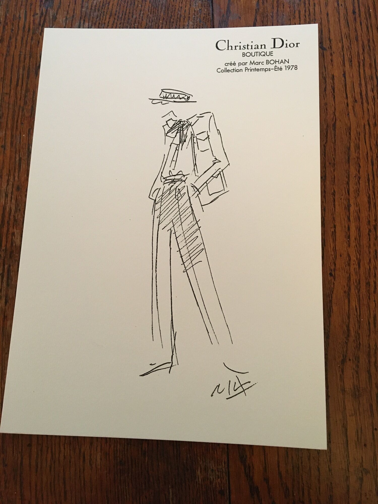 Black and white press fashion illustration Christian dior - 1978