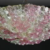 Wonderful Extra Large Size Pink Murano Glass Ceiling Light Flower by Seguso