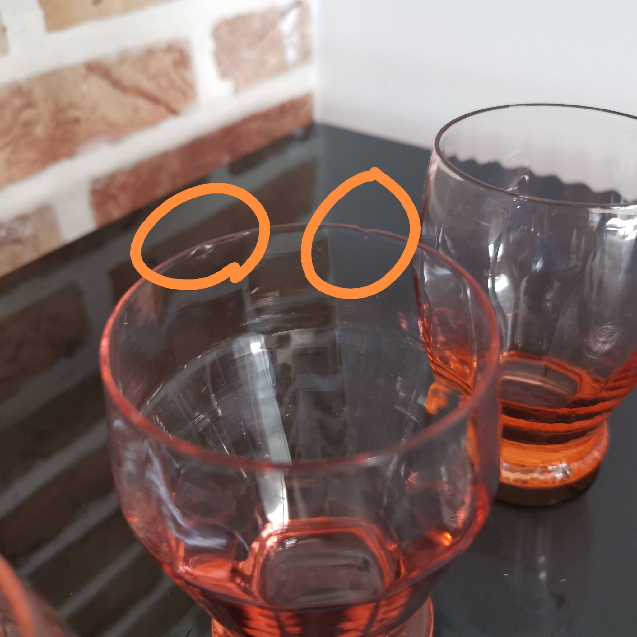5 verres dépareillées rose vintage