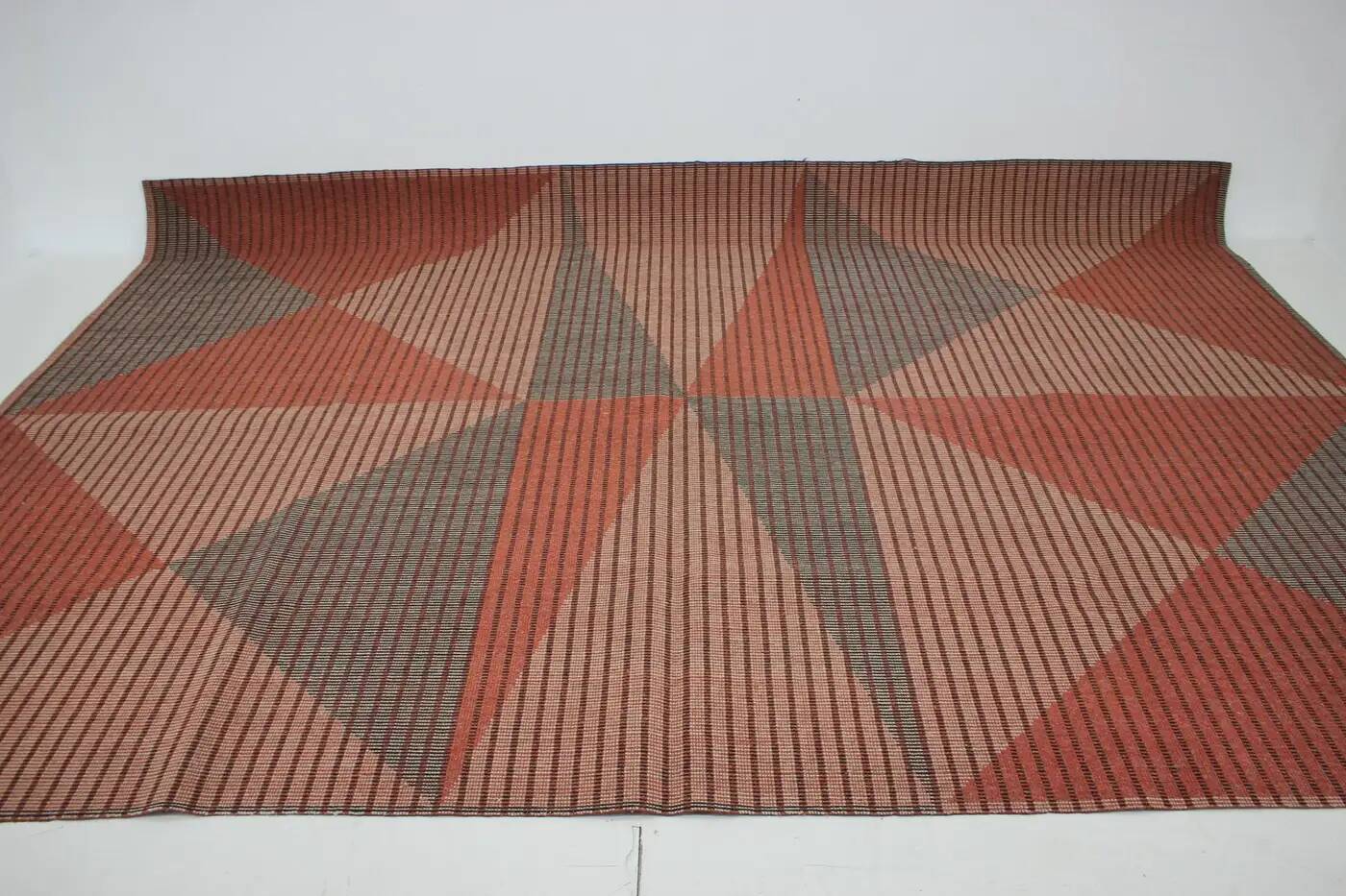 XL midcentury bouclé abstract design geometric rug / carpet, 1950s