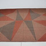 XL midcentury bouclé abstract design geometric rug / carpet, 1950s