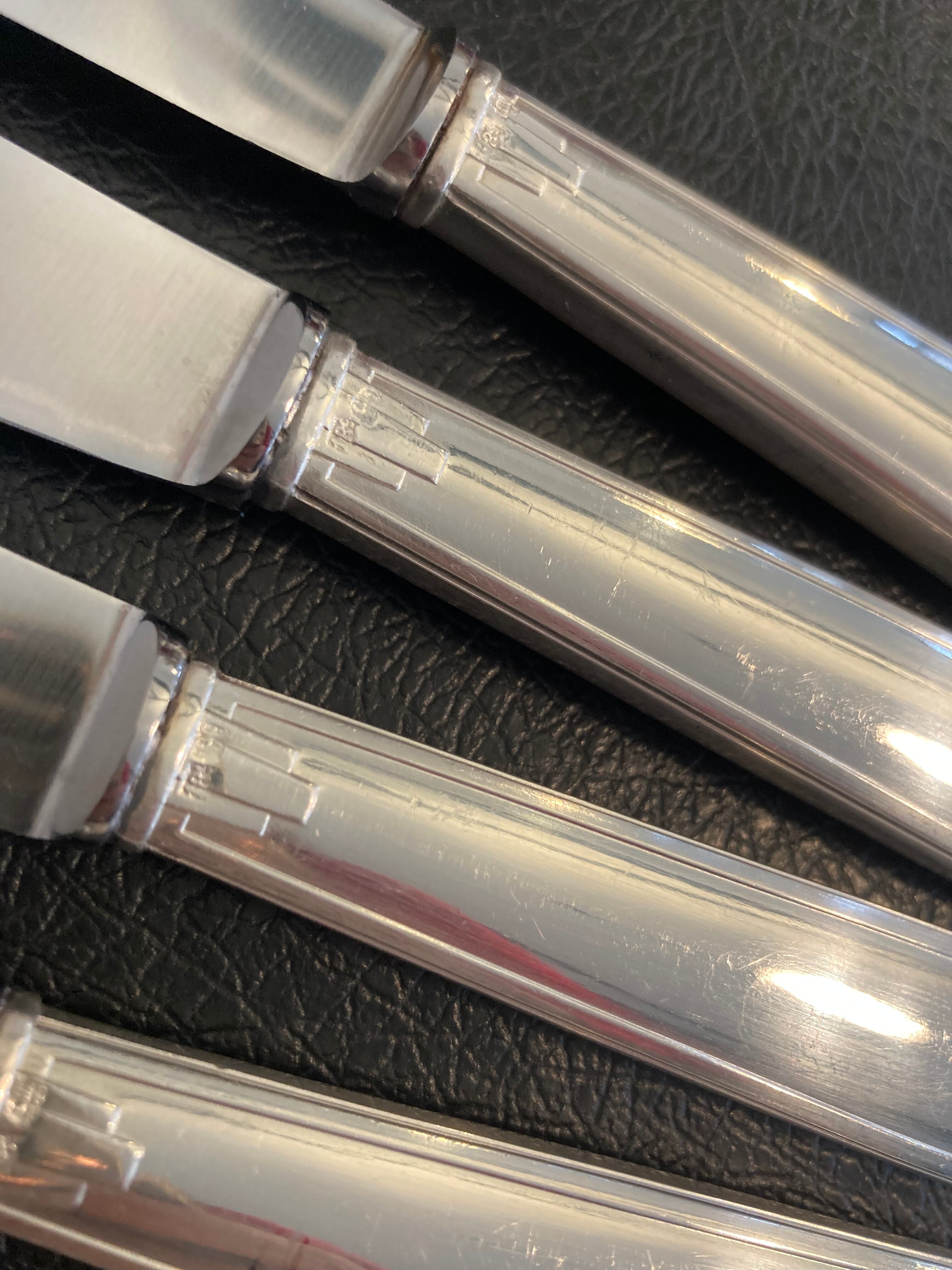 Set of 24 silver metal knives art deco