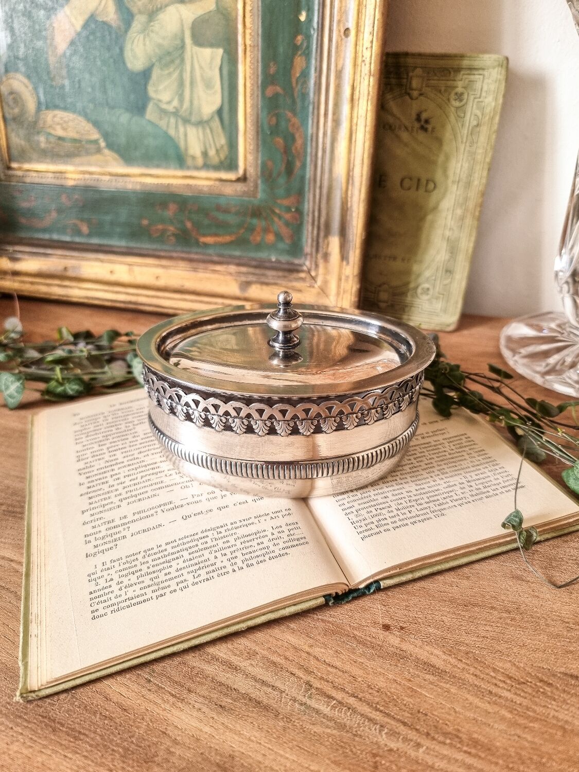 Silver-plated metal sugar bowl, Henri X style