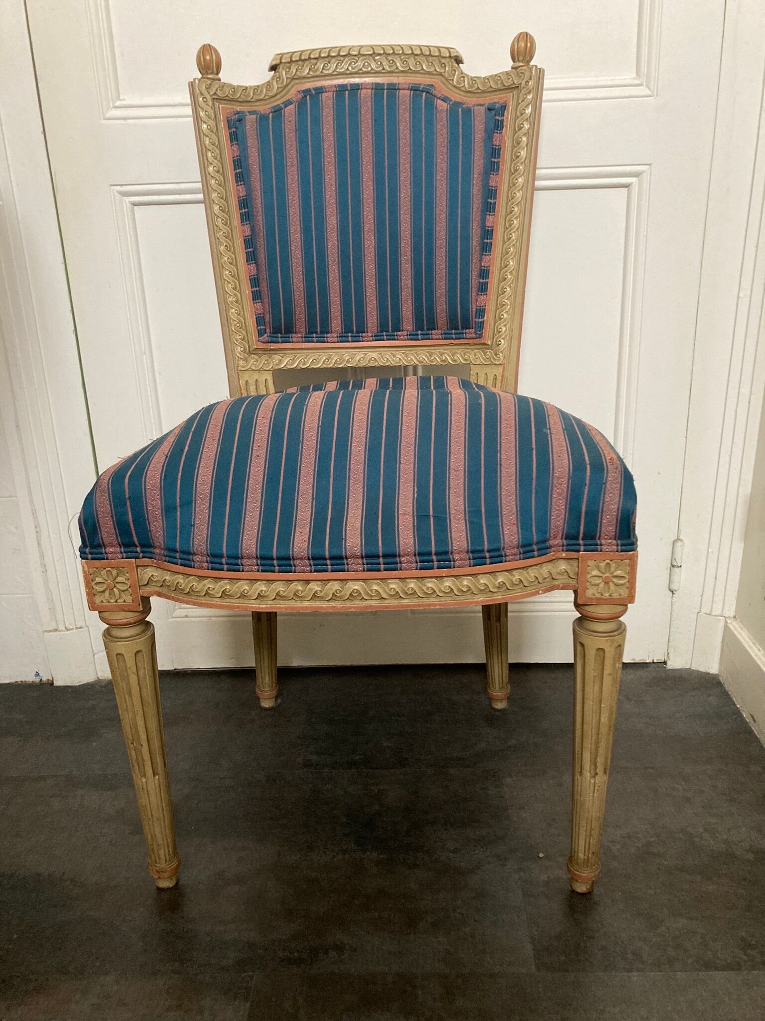 Old louis XVI style chair patinated wood