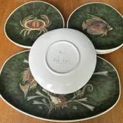 Fish service in glazed earthenware painted by hand signed Le Mao - 1960