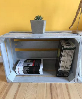 Lacquered gray wooden box furniture H60 x L39 x D31