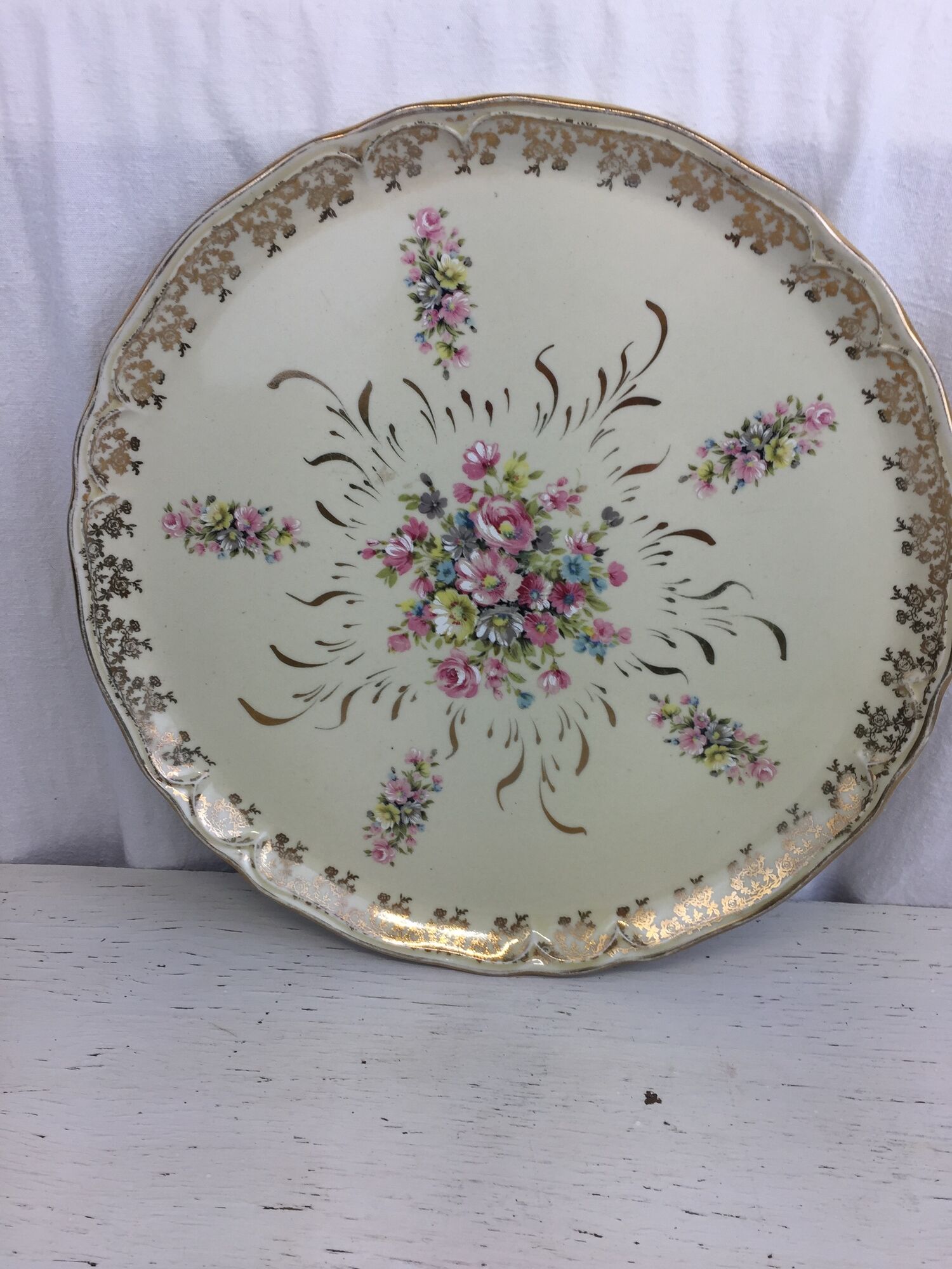 Round dish floral decoration made in france porcelain Limoges