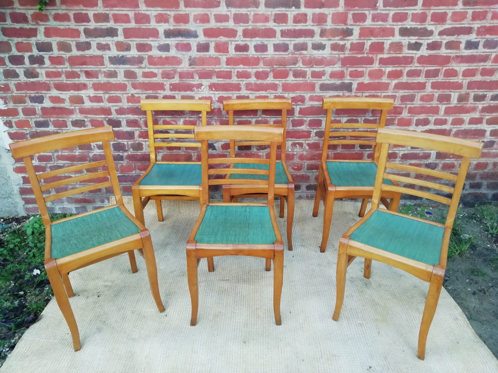 Chairs formica and wood 1950 circa
