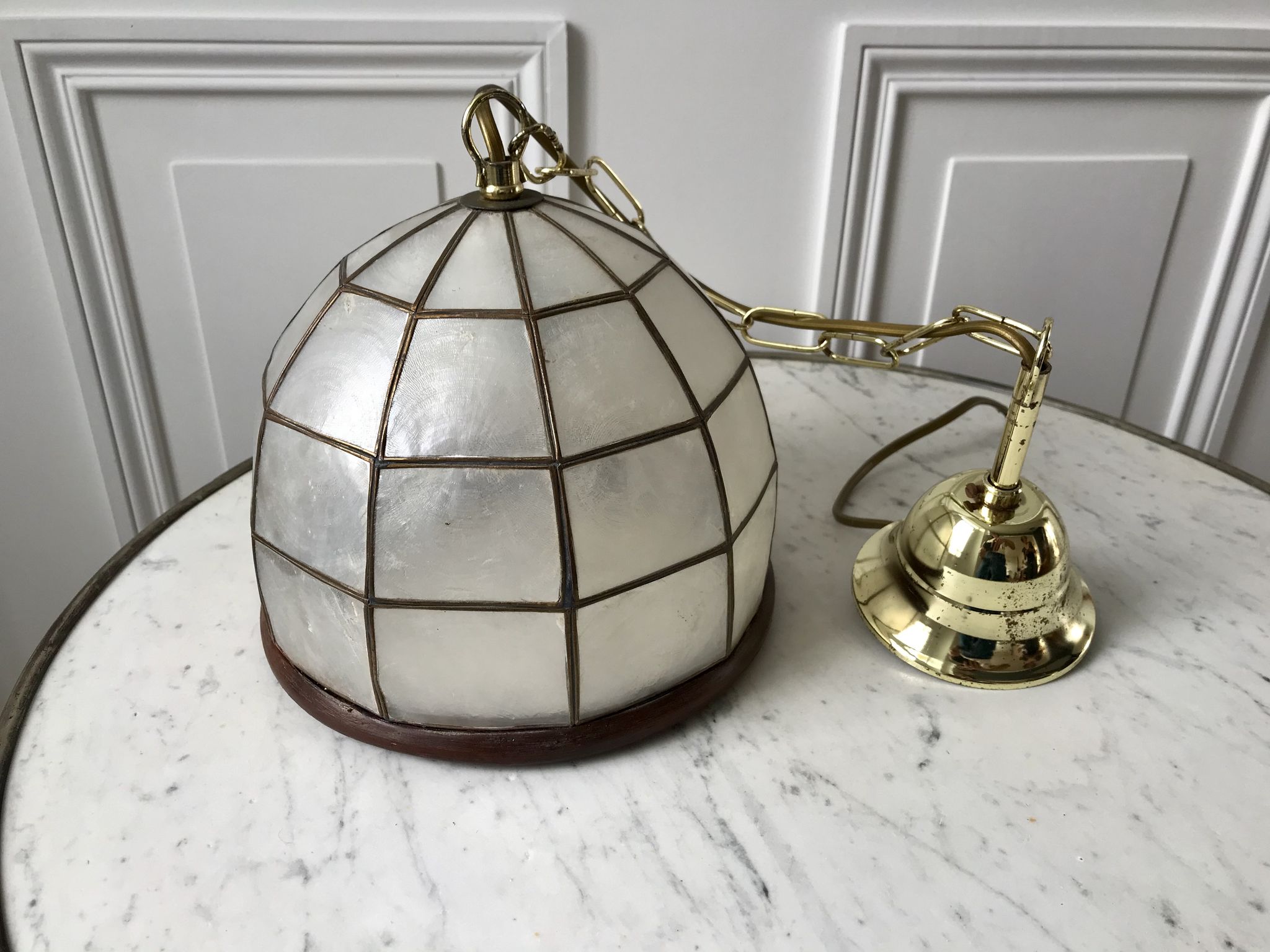 Suspension in mother-of-pearl and bamboo / wood 50s