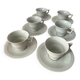 Art Deco cups and saucers by Théodore Haviland in celadon.