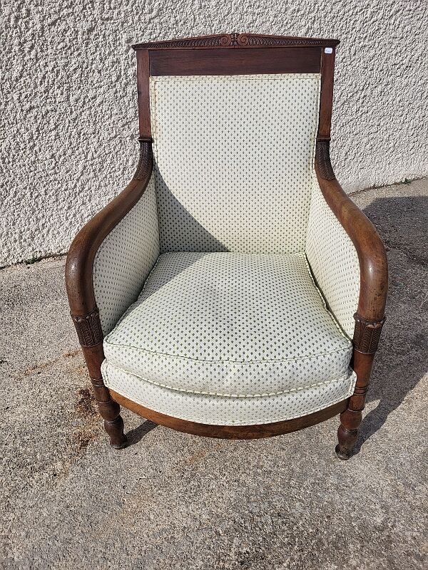Armchair empire bergere in dark walnut from the XIXth century