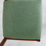 Ensemble moderne scandinave de 5 chaises de salle à manger en teck et vert