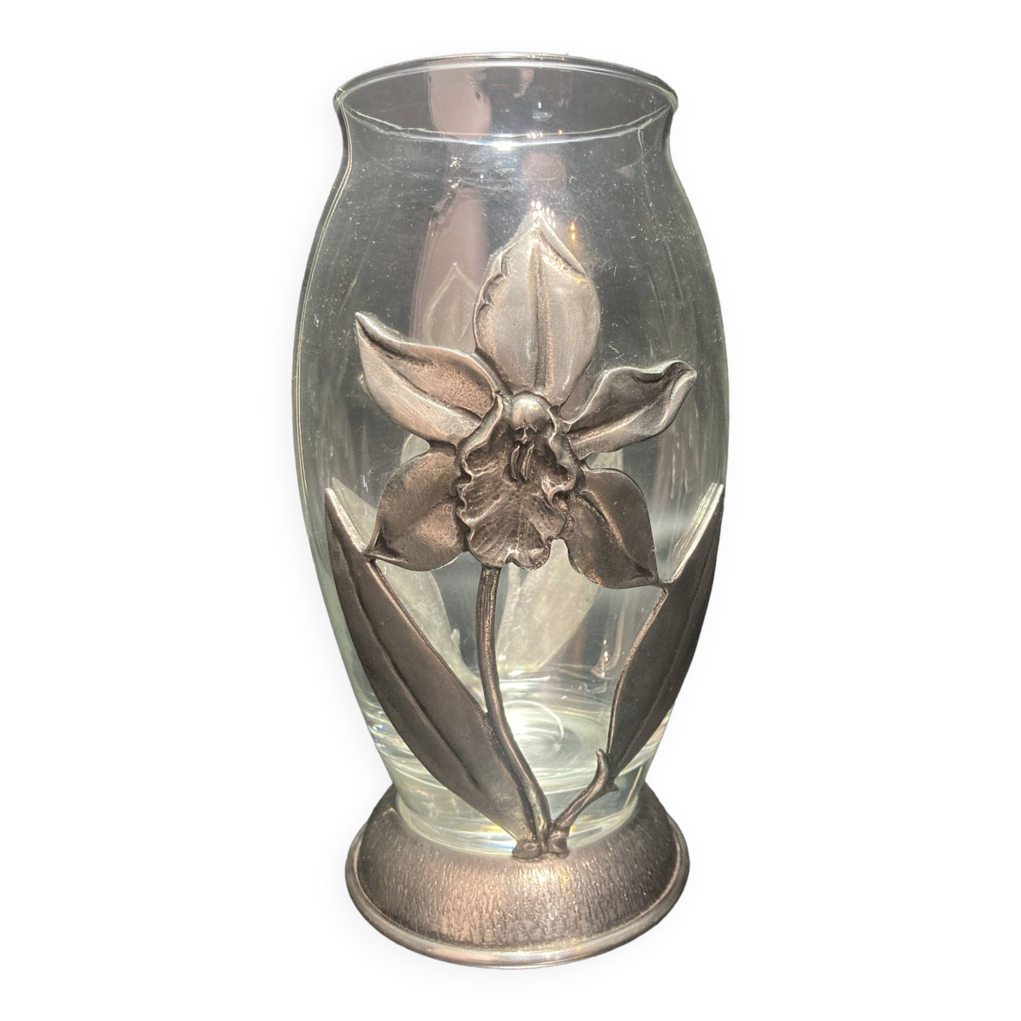 Glass and pewter vase