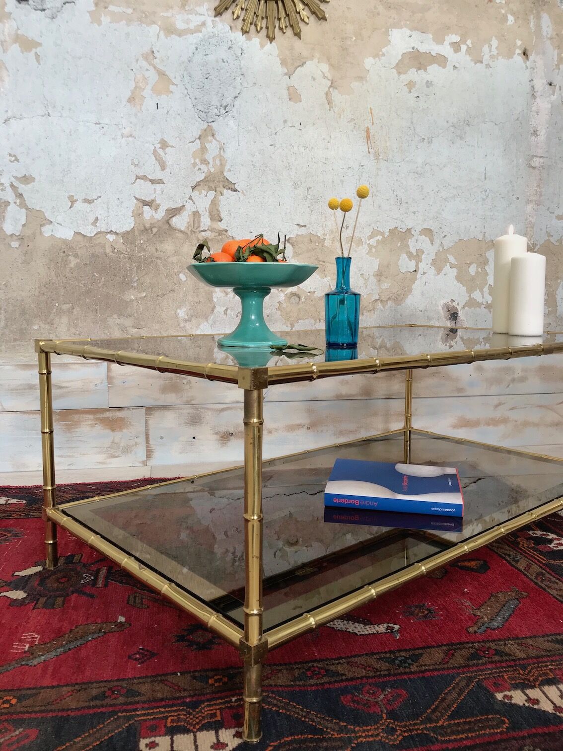Bamboo imitation brass coffee table