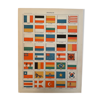 Lithograph engraving on the flags of 1897 (France)