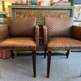 Chaises à manger en cuir tissé