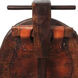 Brutalist oak lounge chair and ottoman, 1970s, set of 2