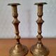 Pair of large bronze or brass candle holders