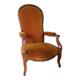 Voltaire armchair with amber velvet rack and pinion