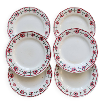 6 assiettes plates vintage terre de fer Céranord Saint-Amand - Monique