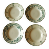 Mismatched lot 4 green hollow plates Flowers Garland Gaudeloupe Saint Amand